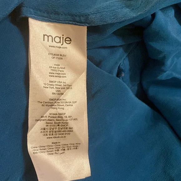 Maje silk teal blouse size 2 - Picture 5 of 6